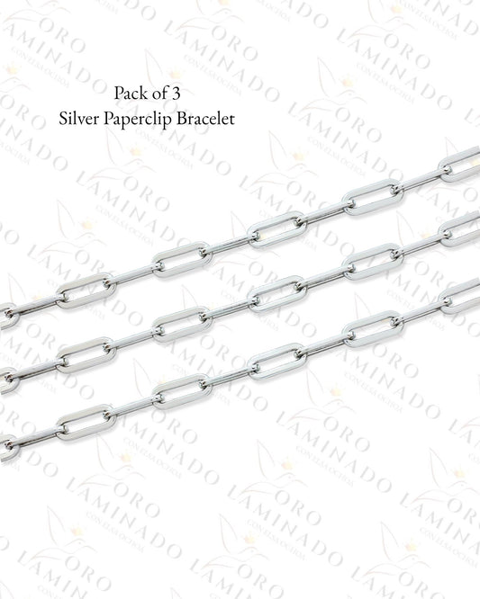 High Quality Silver Paperclip Bracelet (Pack of 3) (Gold Filled) B343