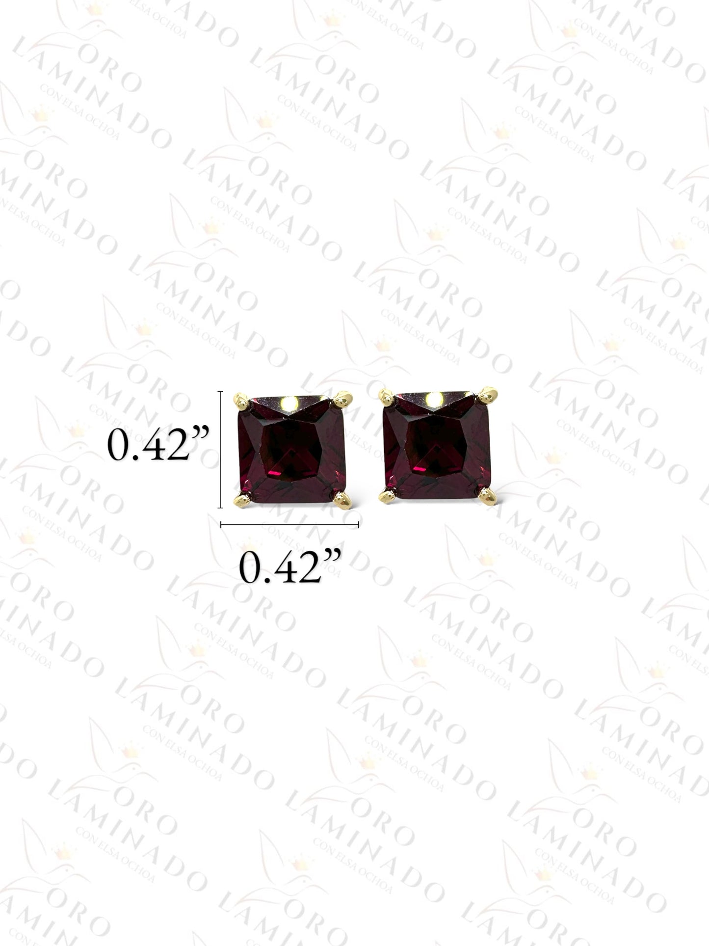 High Quality Red Crystal Square Earrings B323