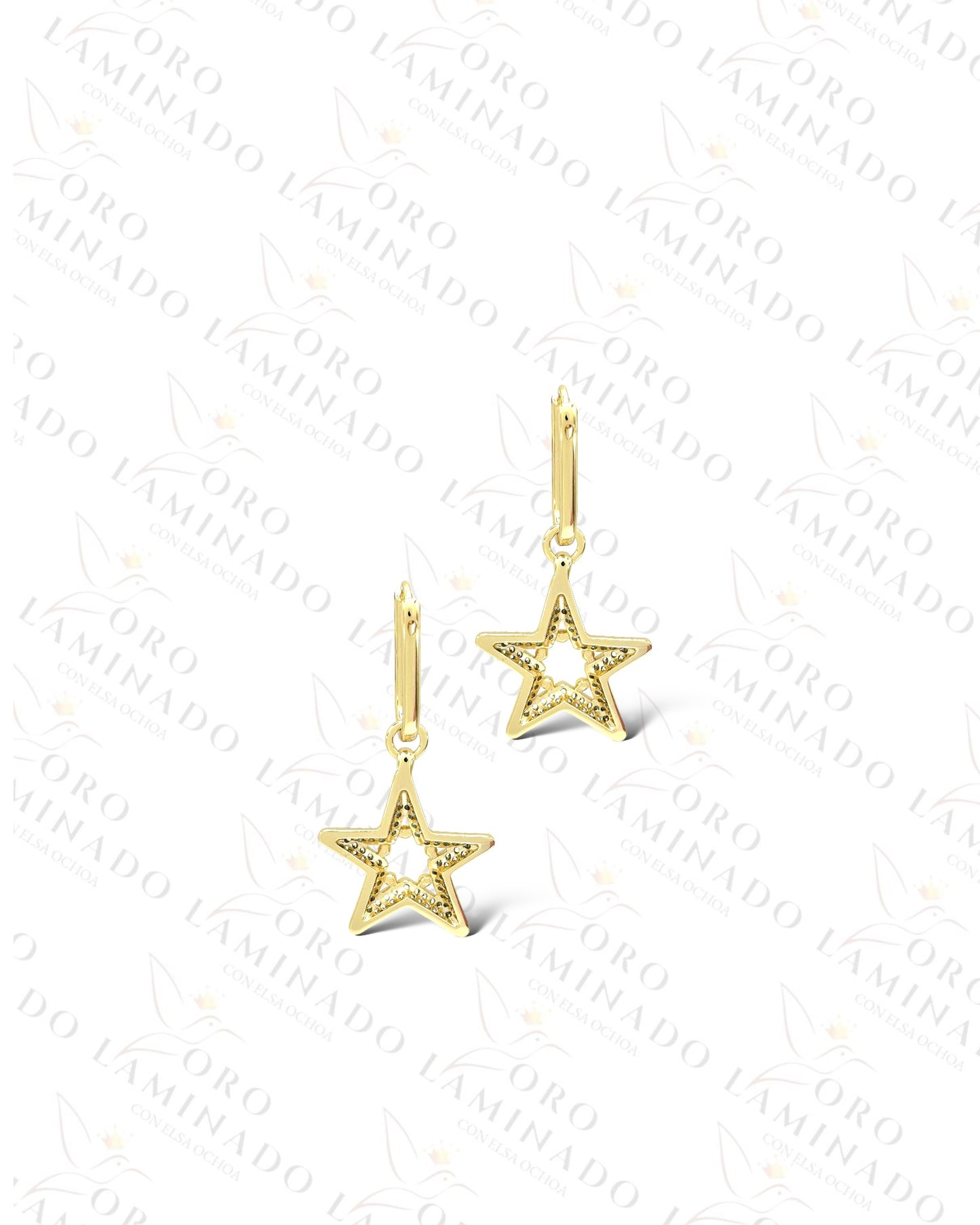 High Quality Golden Star Hoop Earrings B462