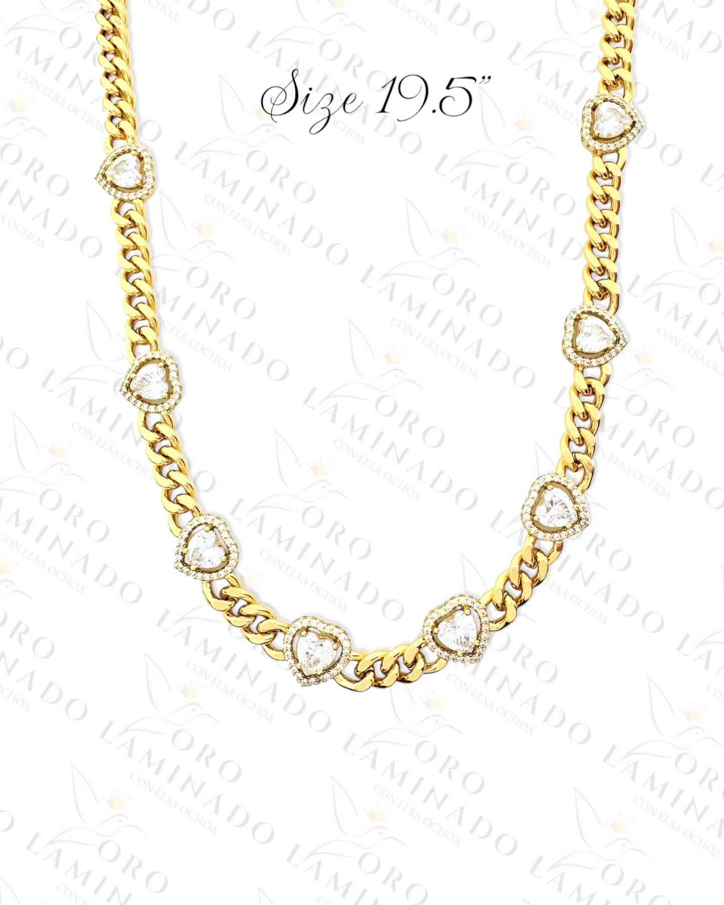 High Quality Crystal Hearts Chain Set (Gold Filled) C188