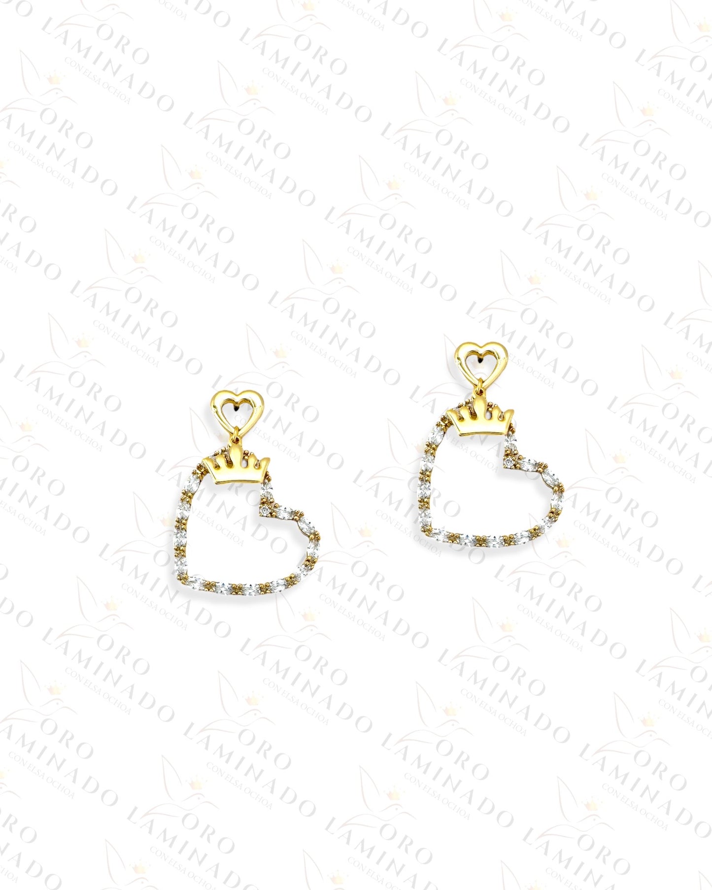 High Quality Heart with Crown Earrings R266