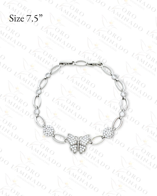 High Quality Silver Sparkling Butterfly Bracelet (Gold Filled) R289