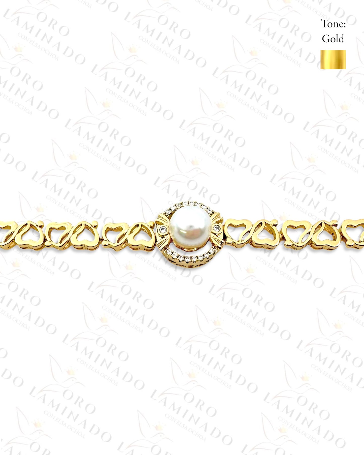 High Quality Pearl and Hearts Gold Bracelet G409