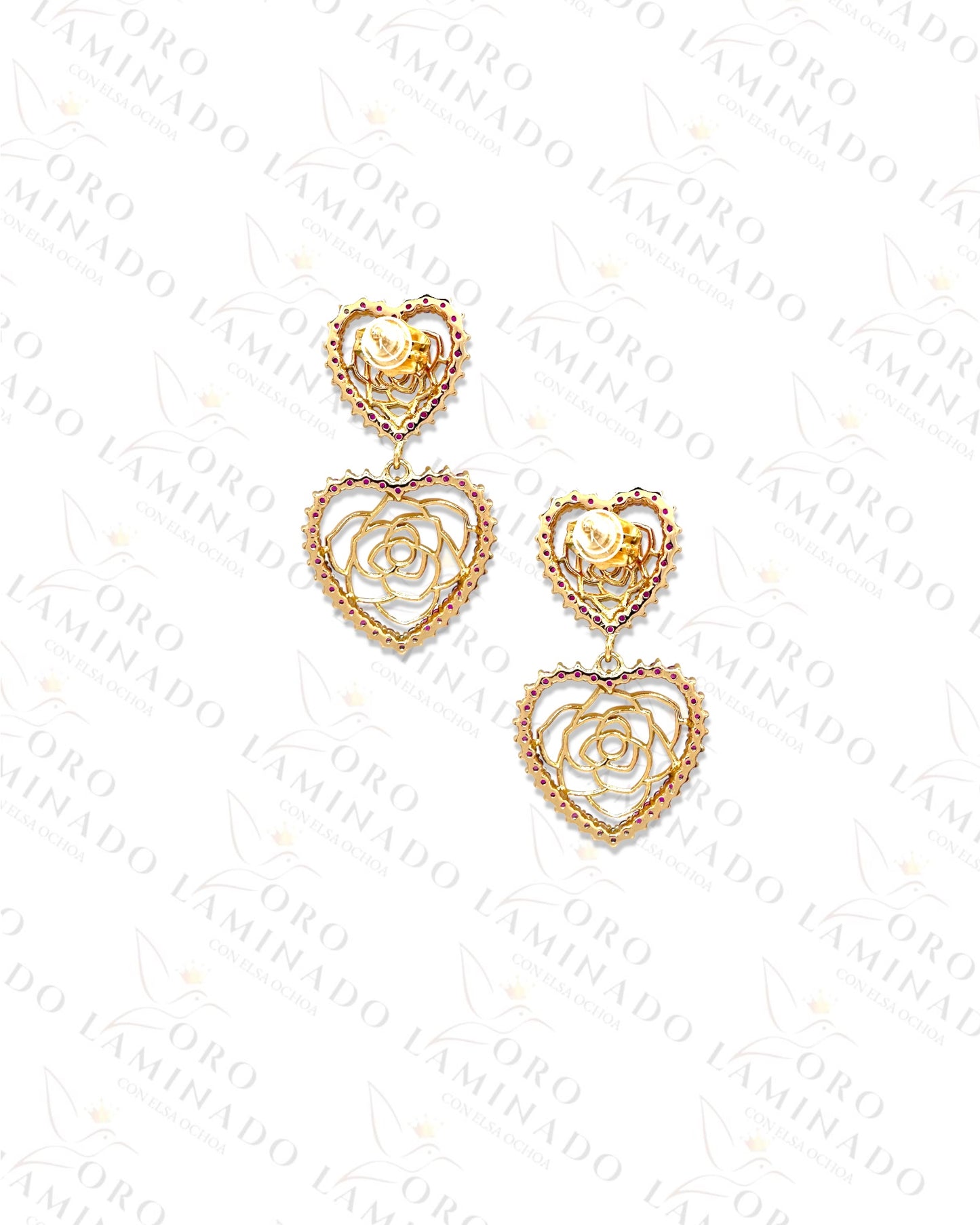 High Quality Rose Gold Double Heart Earrings B178