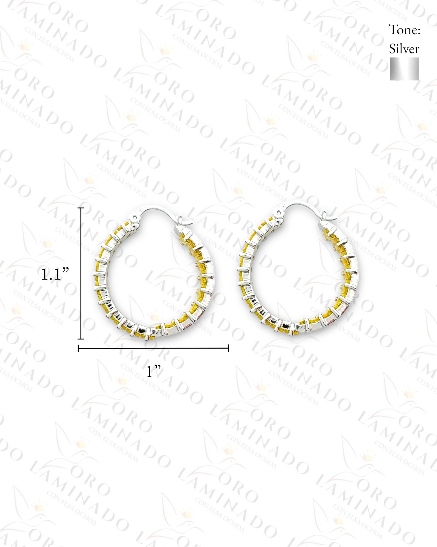 High Quality Yellow Crystal Hoop Earrings (Gold Filled) B438