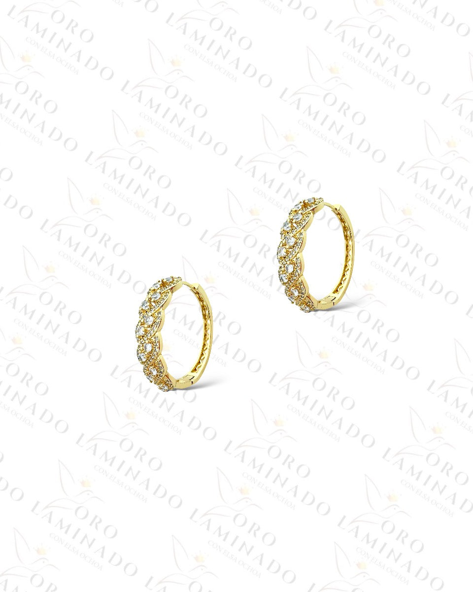 High Quality Crystal Hoop Earrings (Gold Filled) Y110