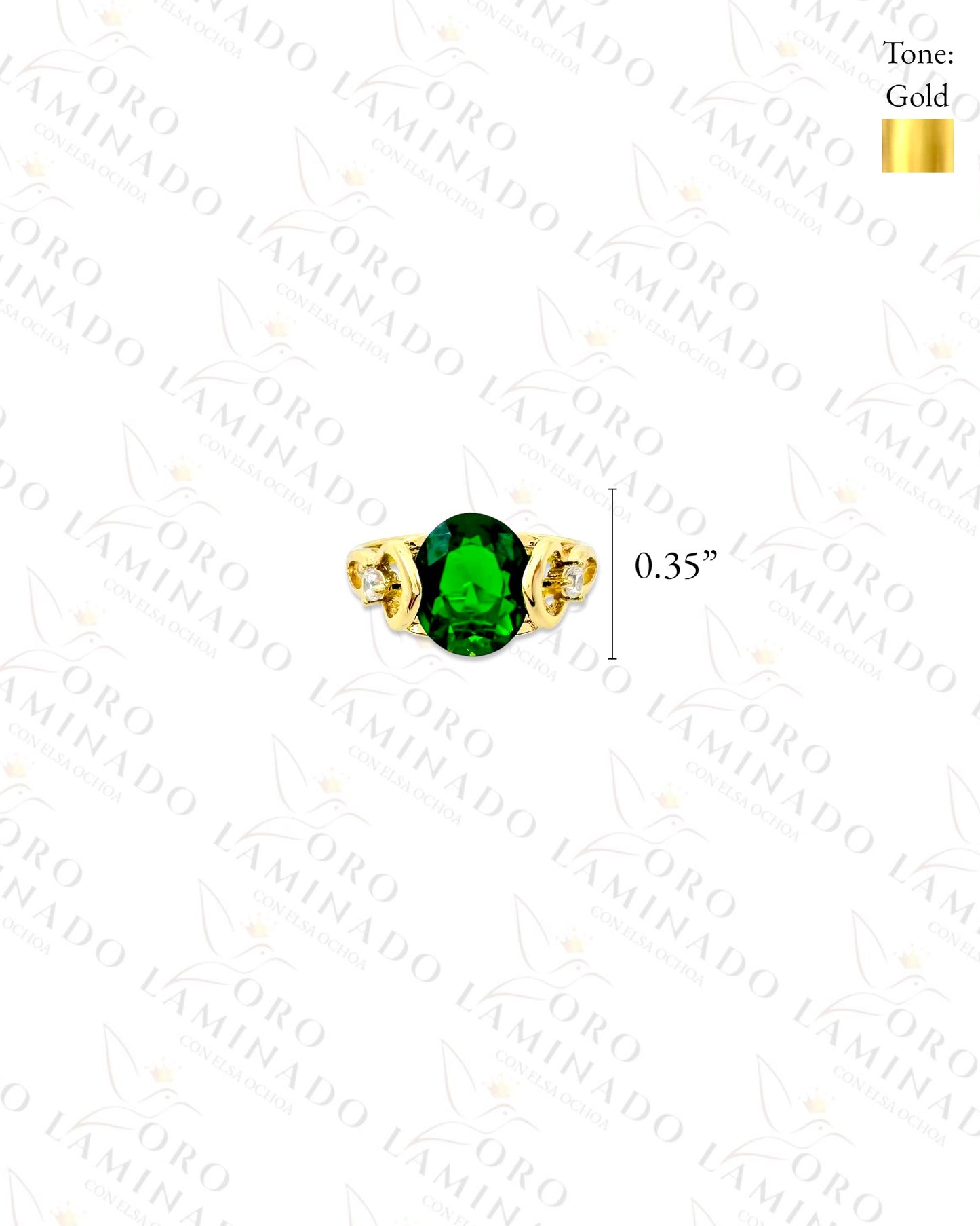 Gold Filled Green Crystal Stone Ring C238