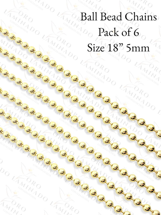 High Quality Ball Bead Chains Pack of 6 Size 18" 5mm C34