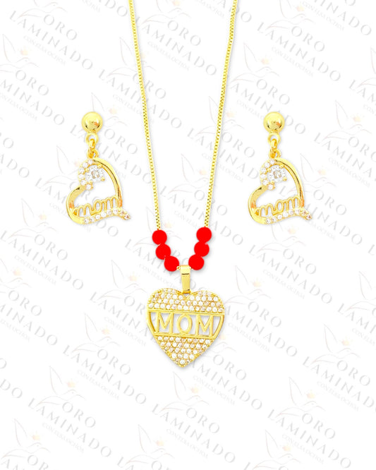 Sparkling MOM Heart Set (Gold Filled) B167