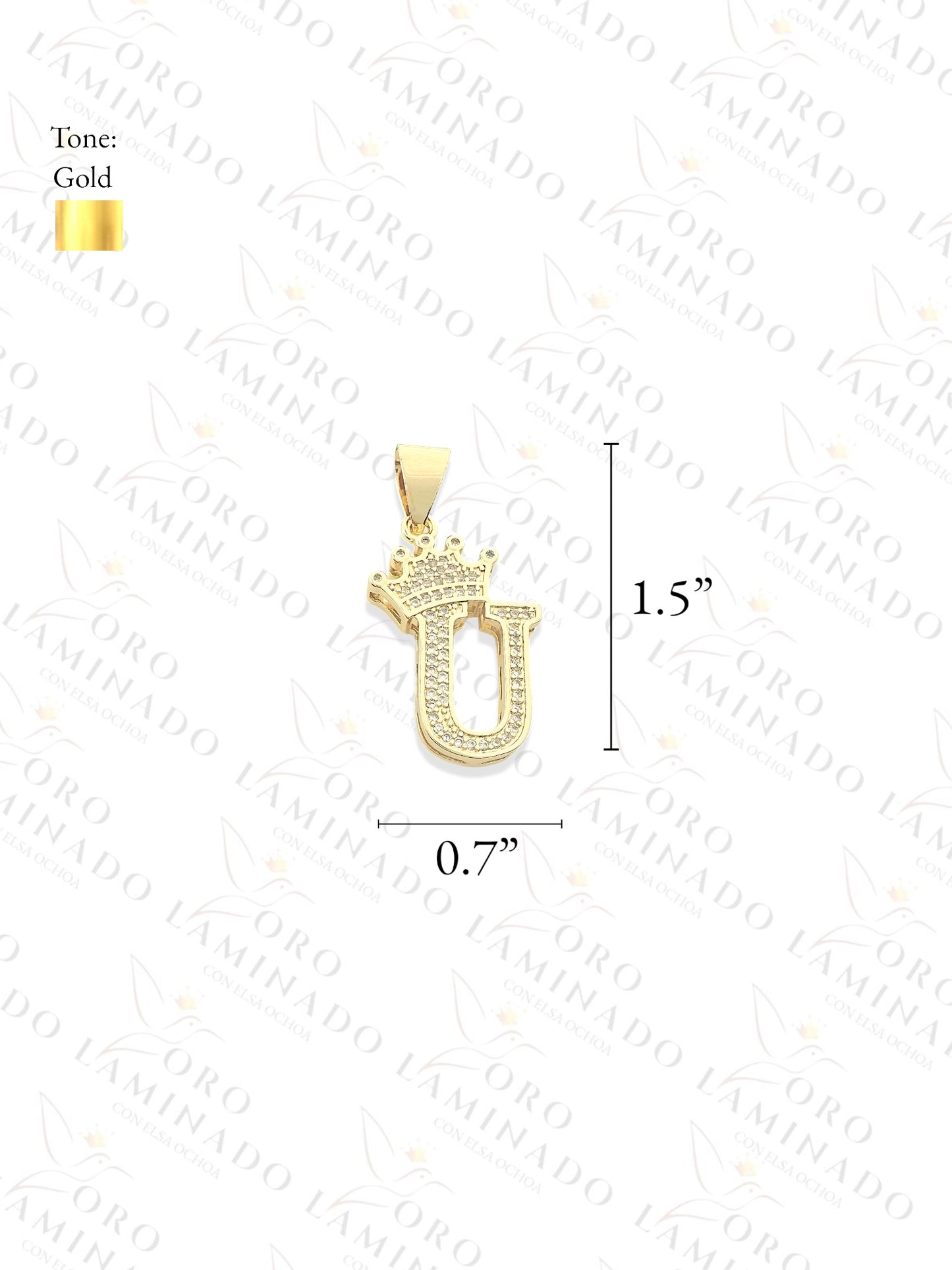 Gold Filled Letter "U" Crown Pendant B170