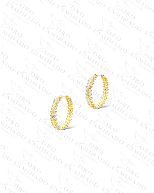 High Quality Golden Leaves Hoop Earrings B466