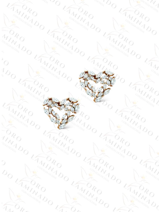 High Quality Pave Heart Earrings G103