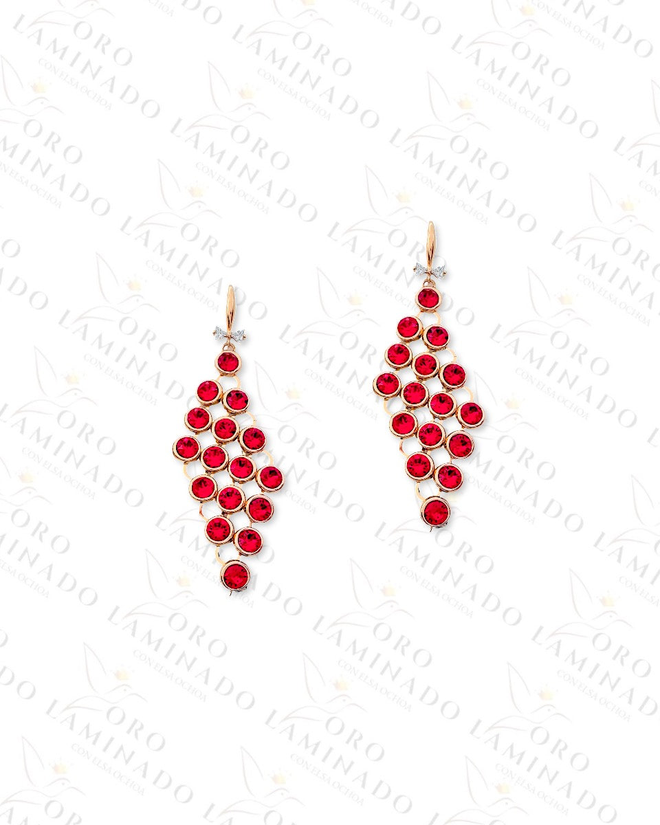 High Quality Red Stone Long Earings B48