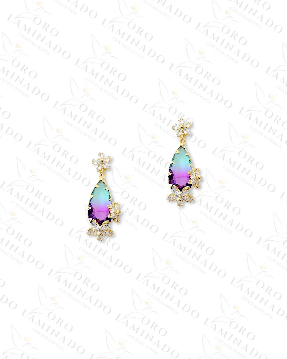 High Quality Purple and Blue Flower Earrings C276