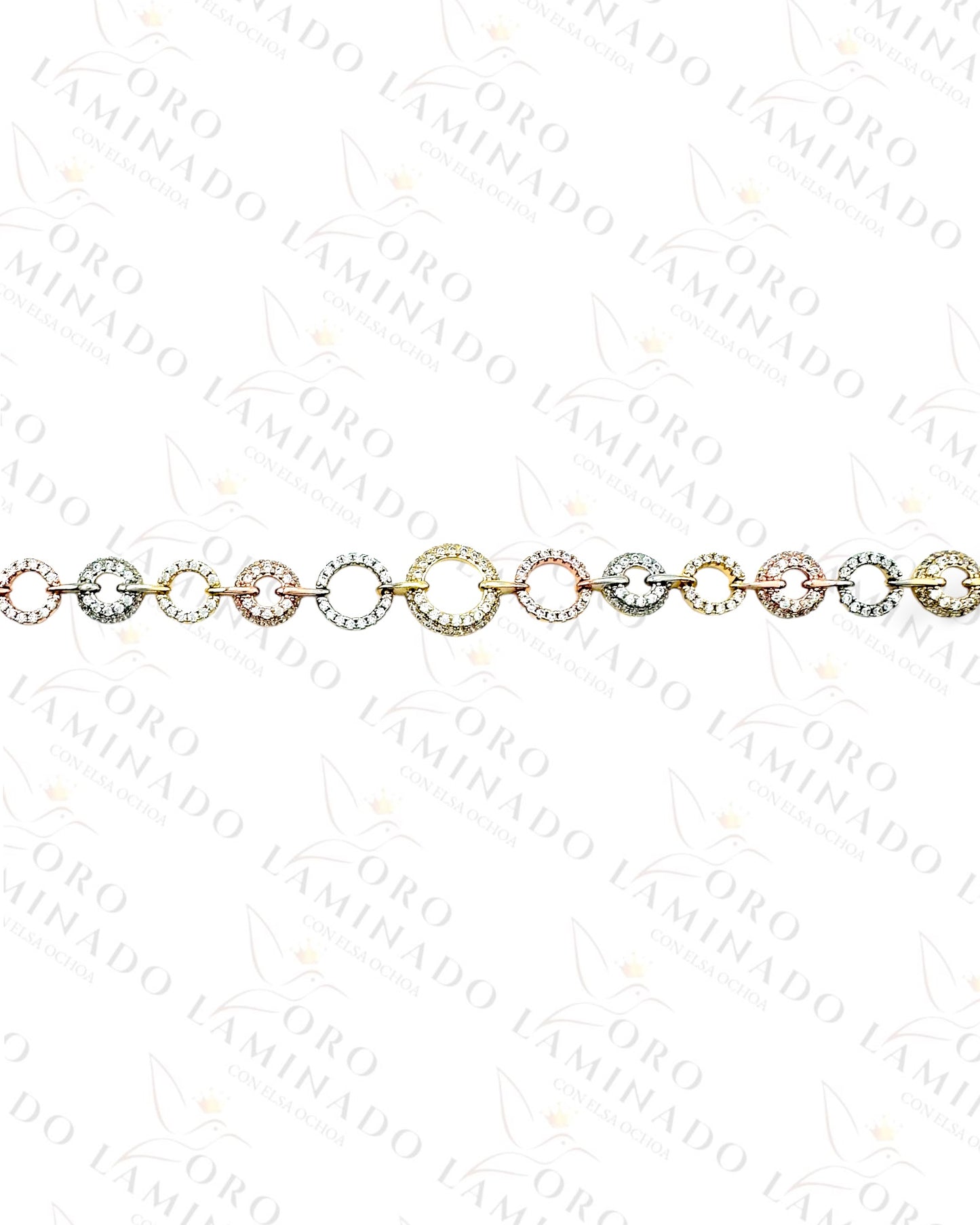 High Quality Three Tones Round Stone Bracelet B384