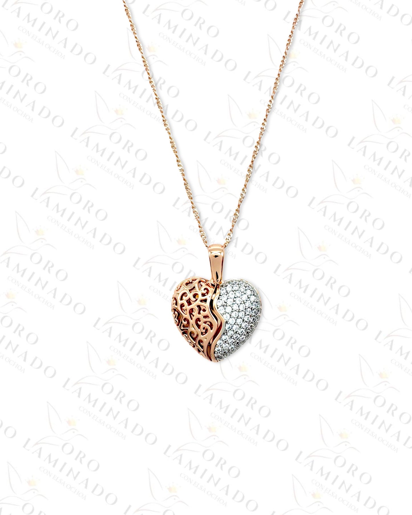 Rose Gold Split Heart Necklace R175