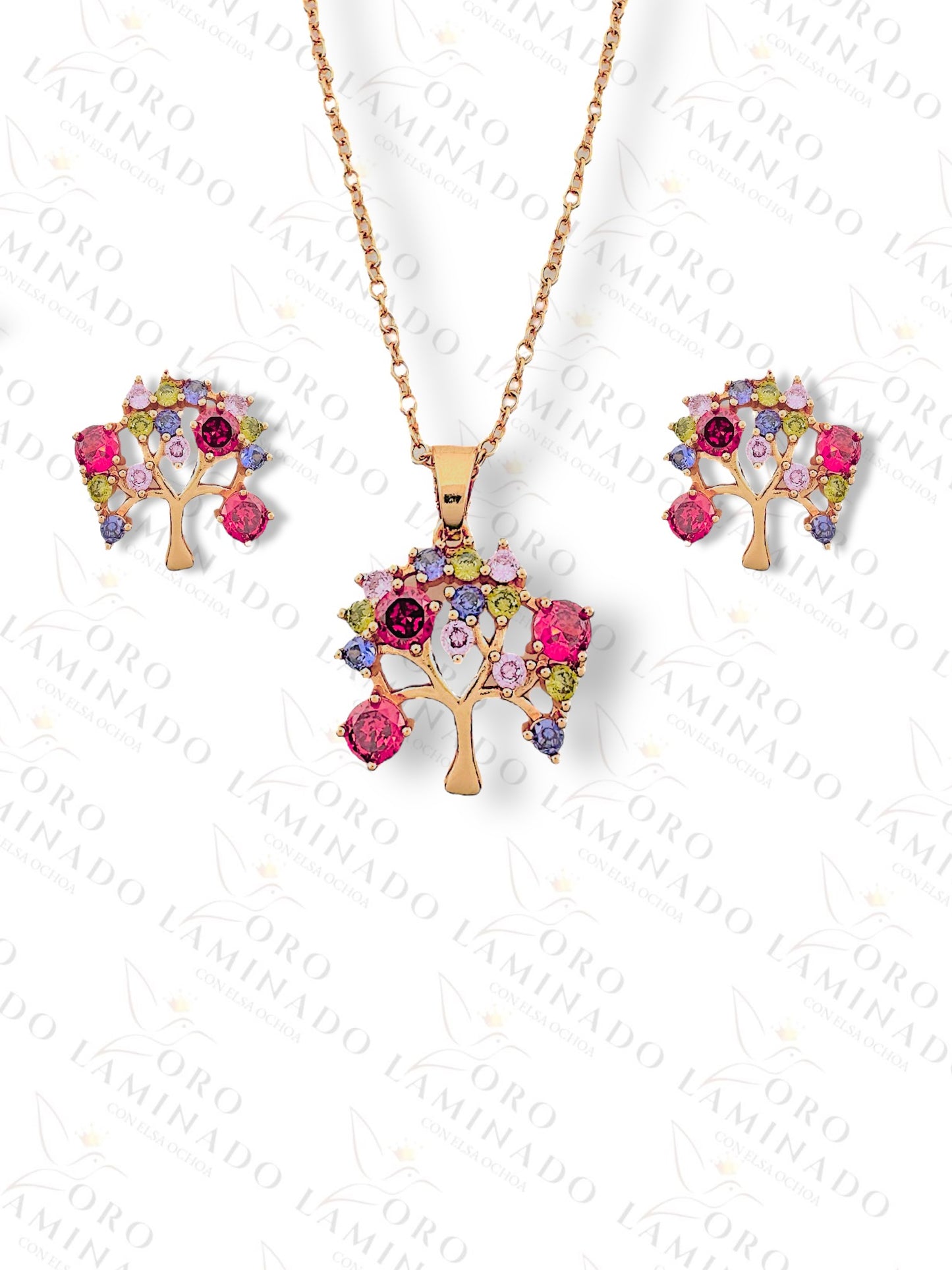 Gold Filled Multicolored Tree of Life Set G385