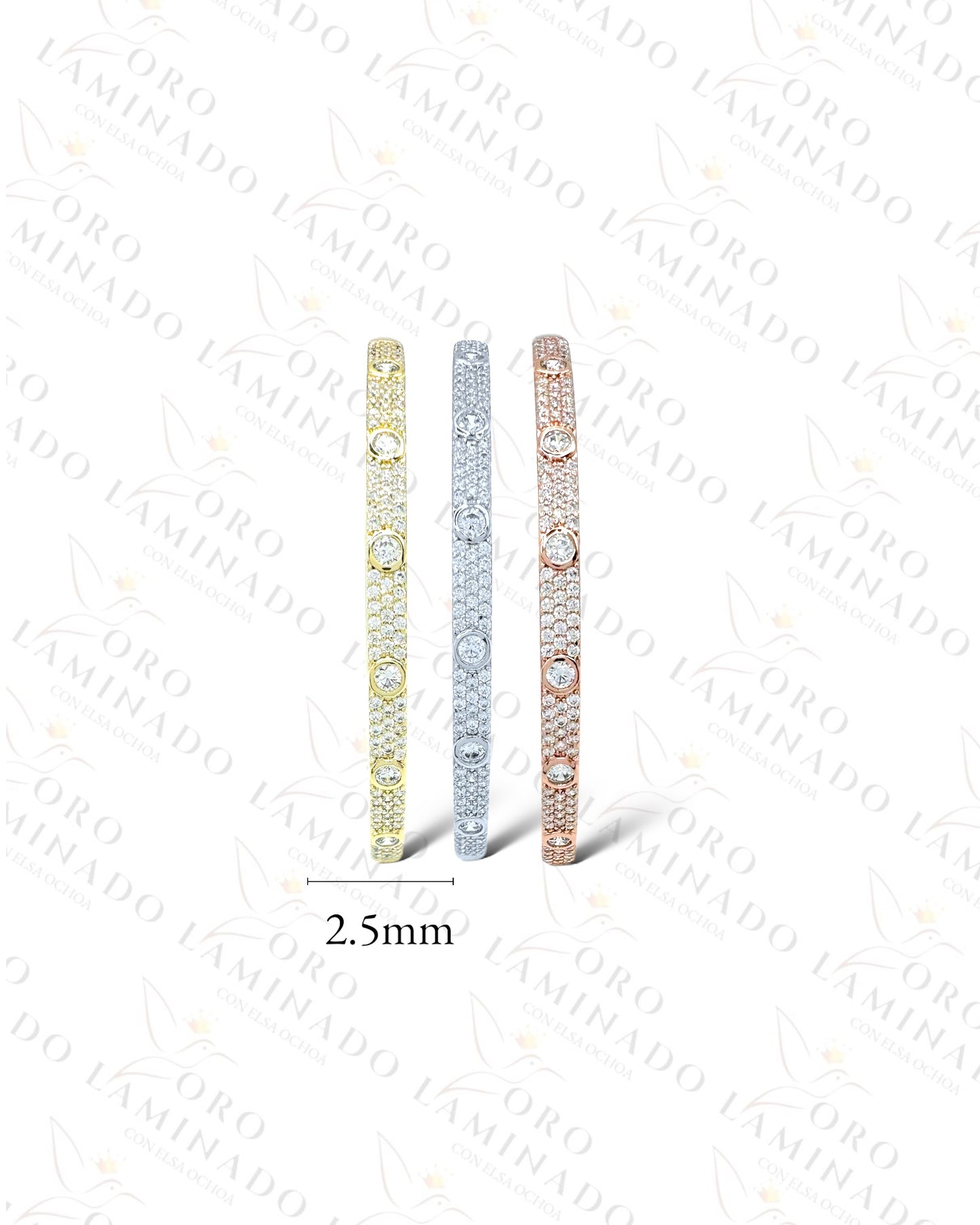 High Quality Pack of 3 Diamond Bangle Bracelets R363