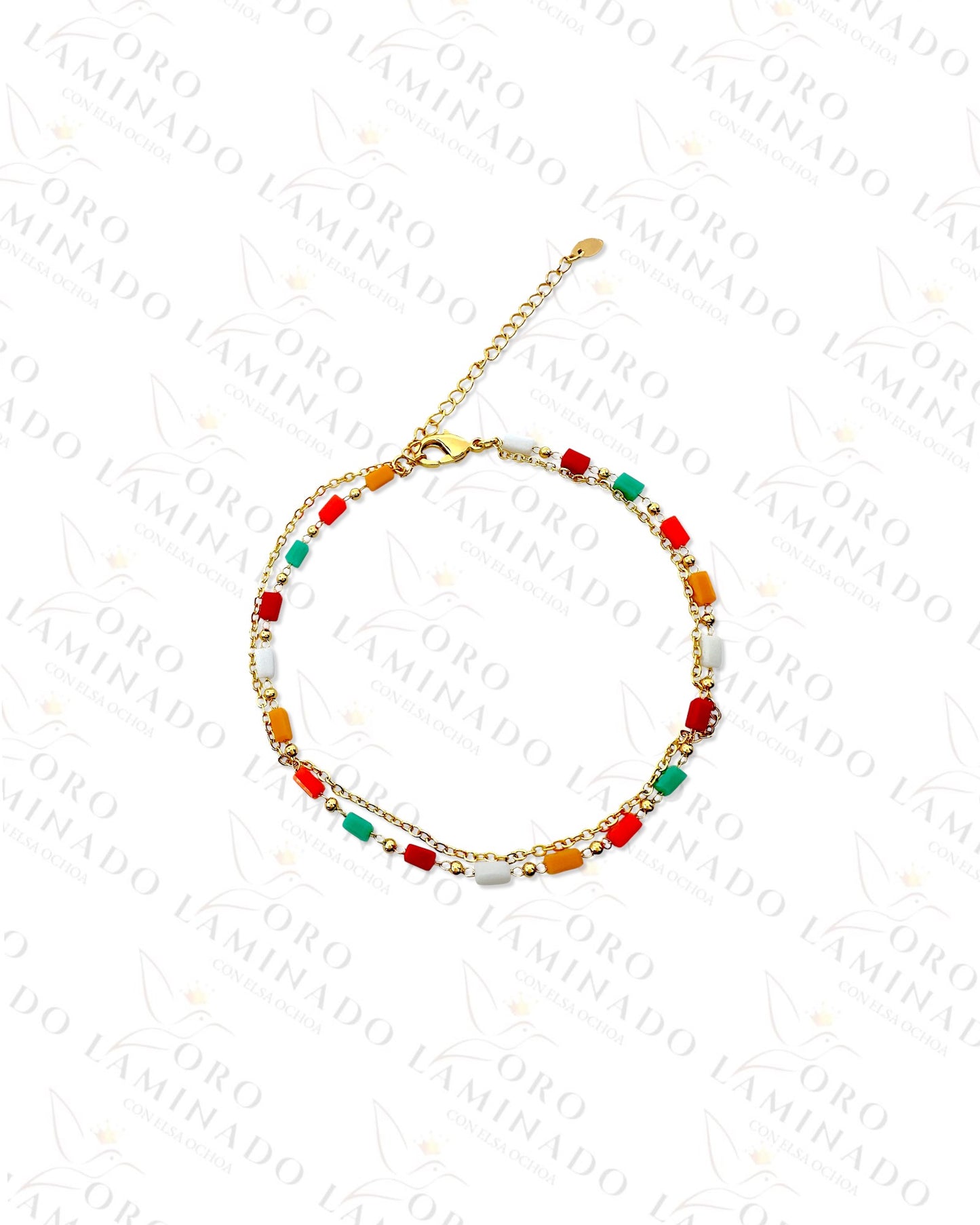 Gold Filled Pack of 3 Multi-Color Anklet B311