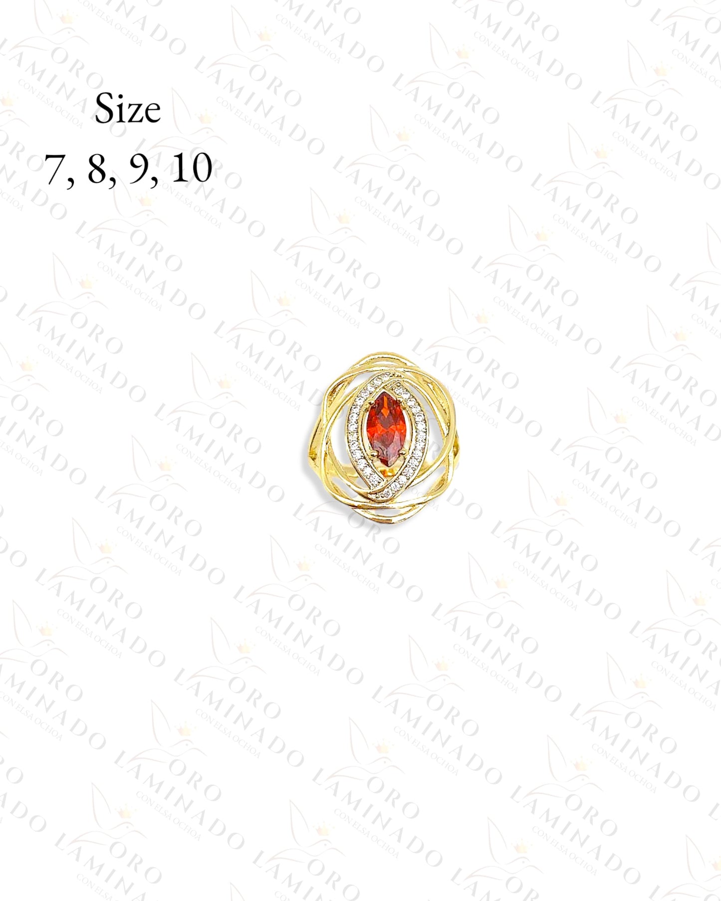 Golden Ring with a Red Stone C48A