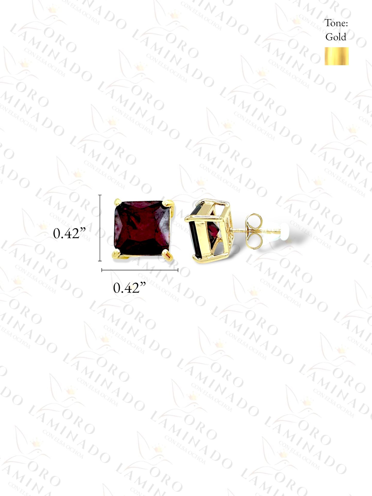 High Quality Red Crystal Square Earrings B323