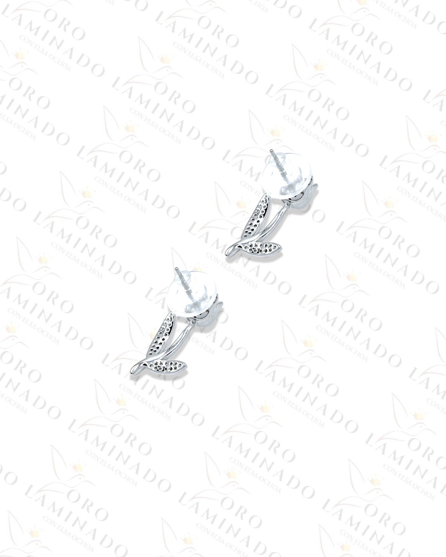 High Quality Silver Rose Earrings G298