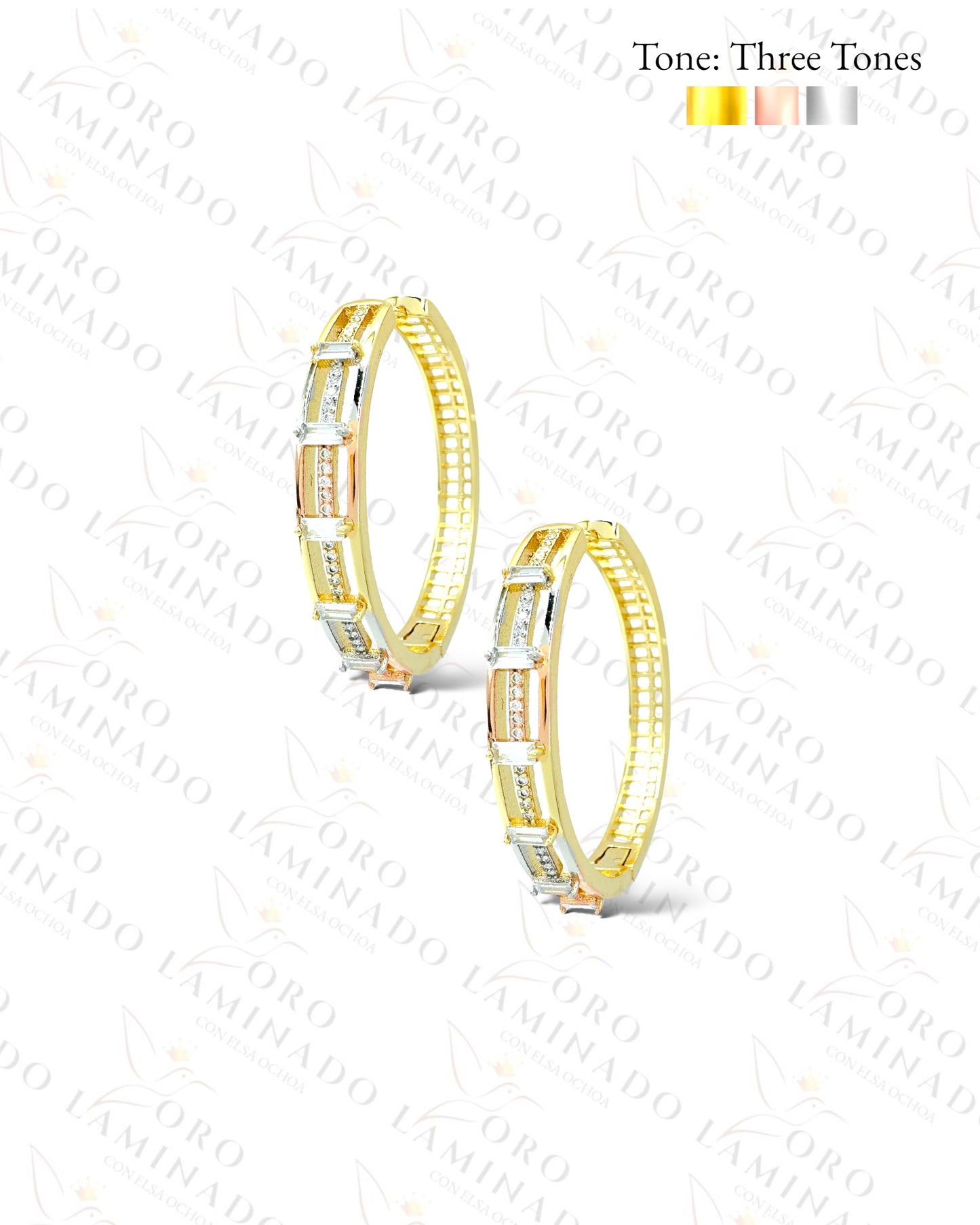 High Quality Three Toned Hoop Earrings C200