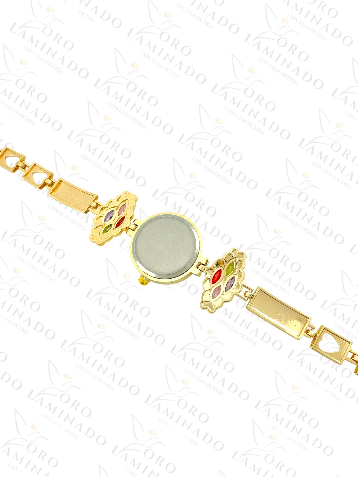 Gold Filled Multi-Color Flower Watch Bracelet