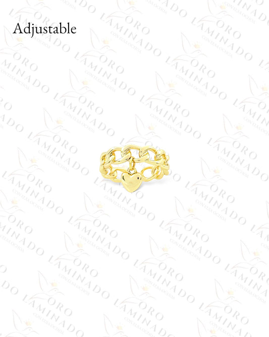 Adjustable Heart Chain Ring (Gold Filled) Y276