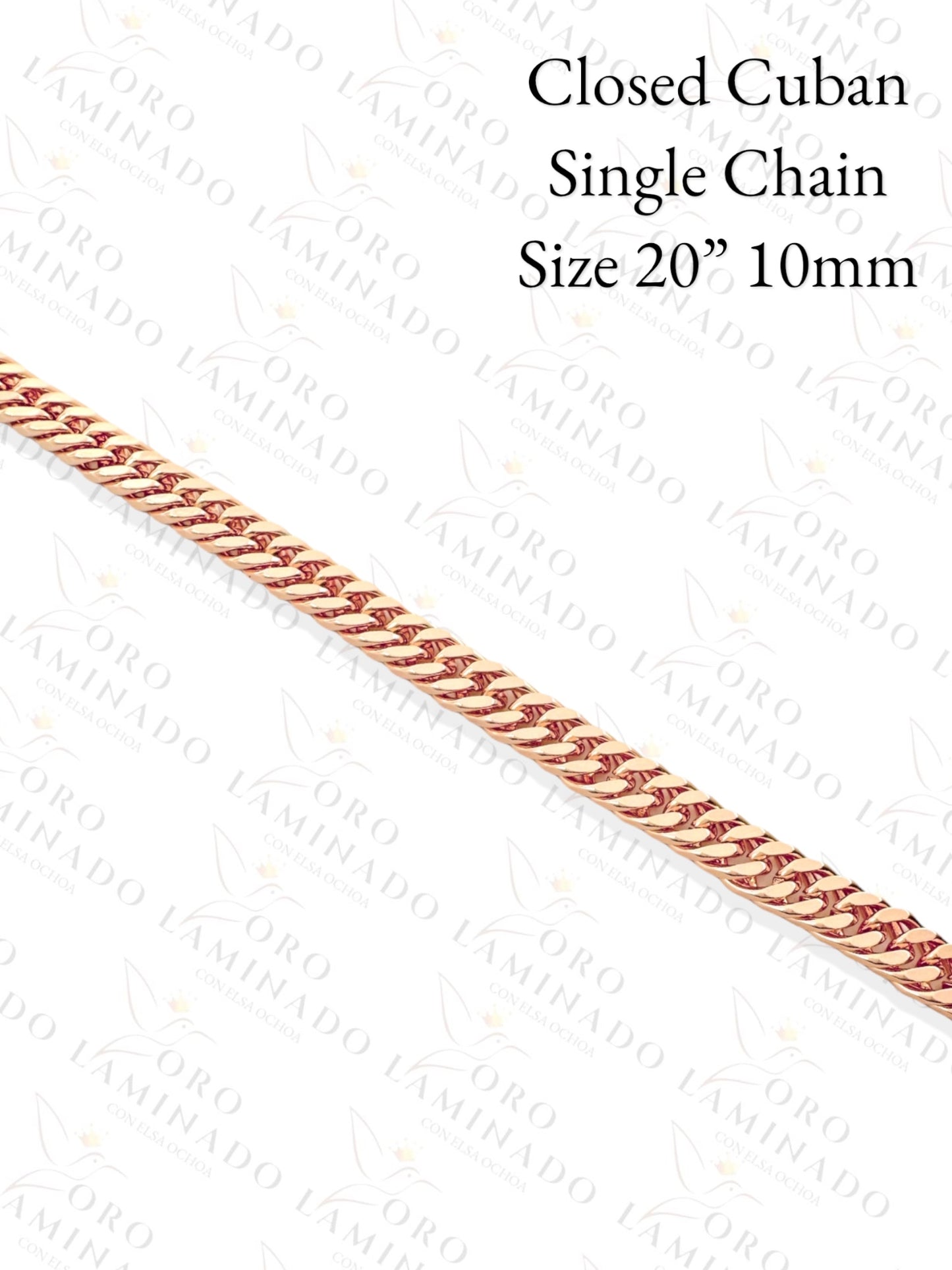 High Quality Rose Gold Closed Cuban Single Chain Size 20" 10mm Y189