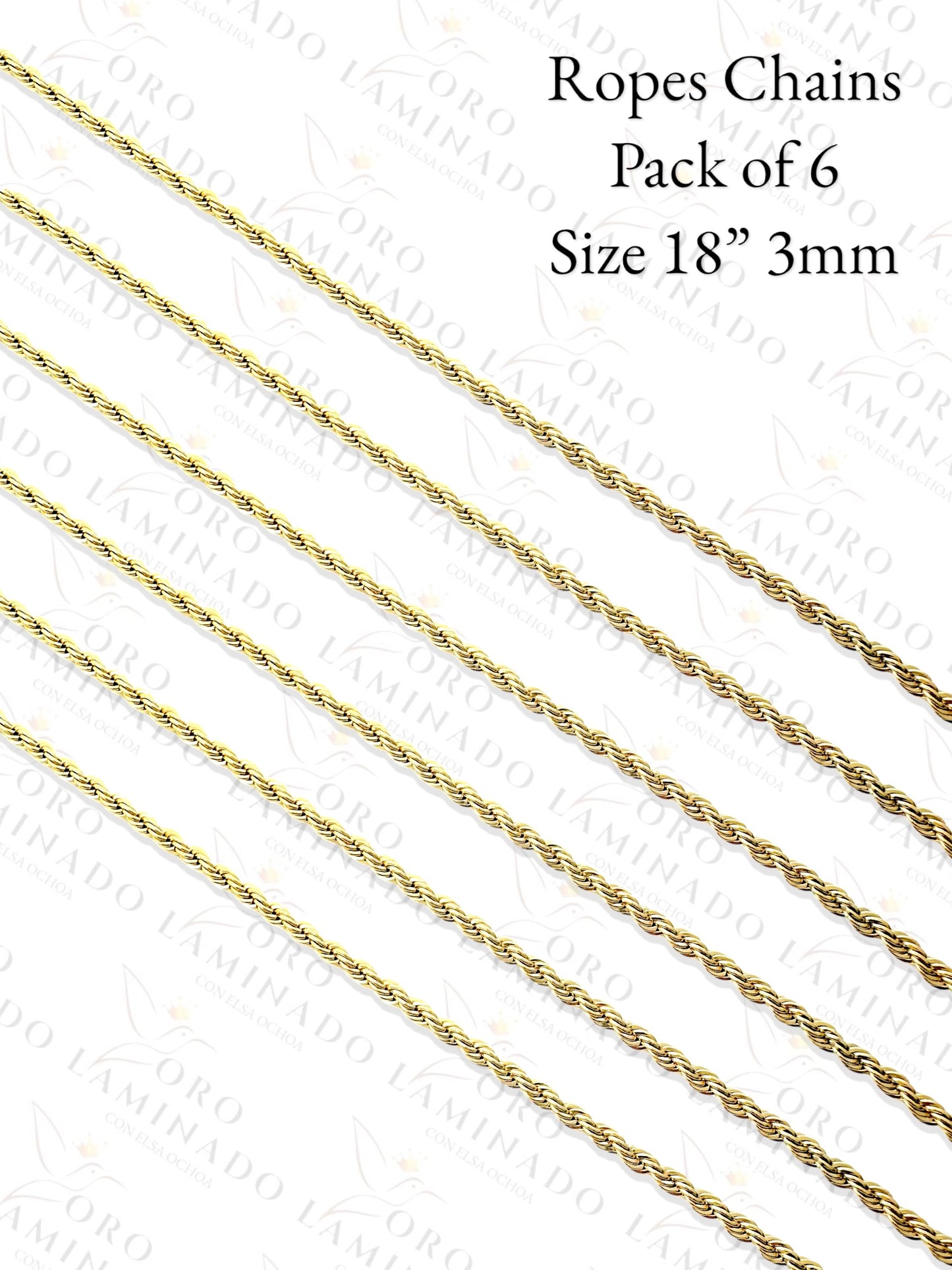 High Quality Rope Chains Pack of 6 Size 18" 3mm B132