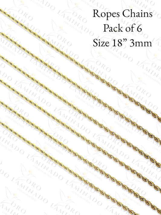 High Quality Rope Chains Pack of 6 Size 18" 3mm B132