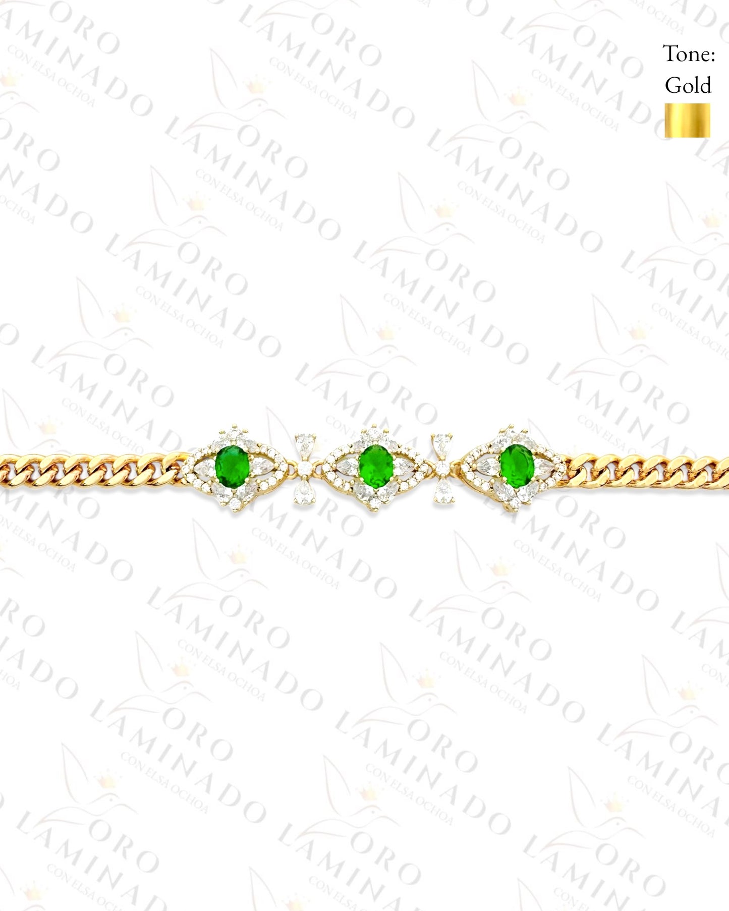 High Quality Green Shiny Crystal Bracelet (Gold Filled) Y251