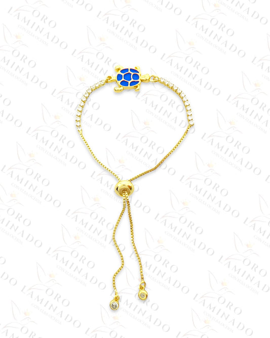 Gold Filled Blue Sea Turtle Adjustable Bracelet R334