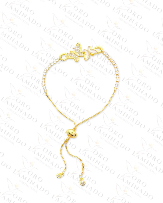 Gold Filled Sparkling Butterfly Adjustable Bracelet G108
