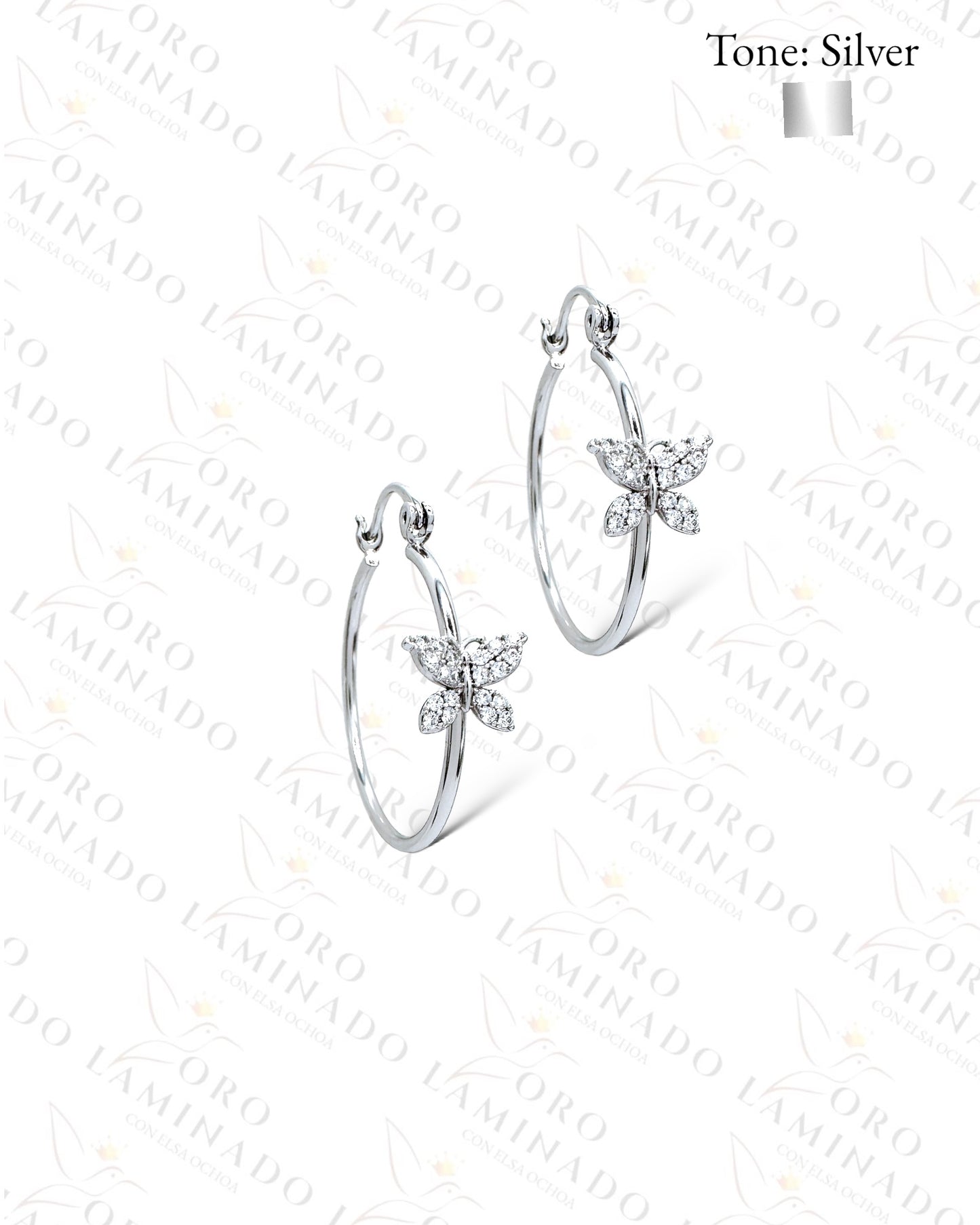 High Quality Silver Butterfly Hoop Earrings Y367