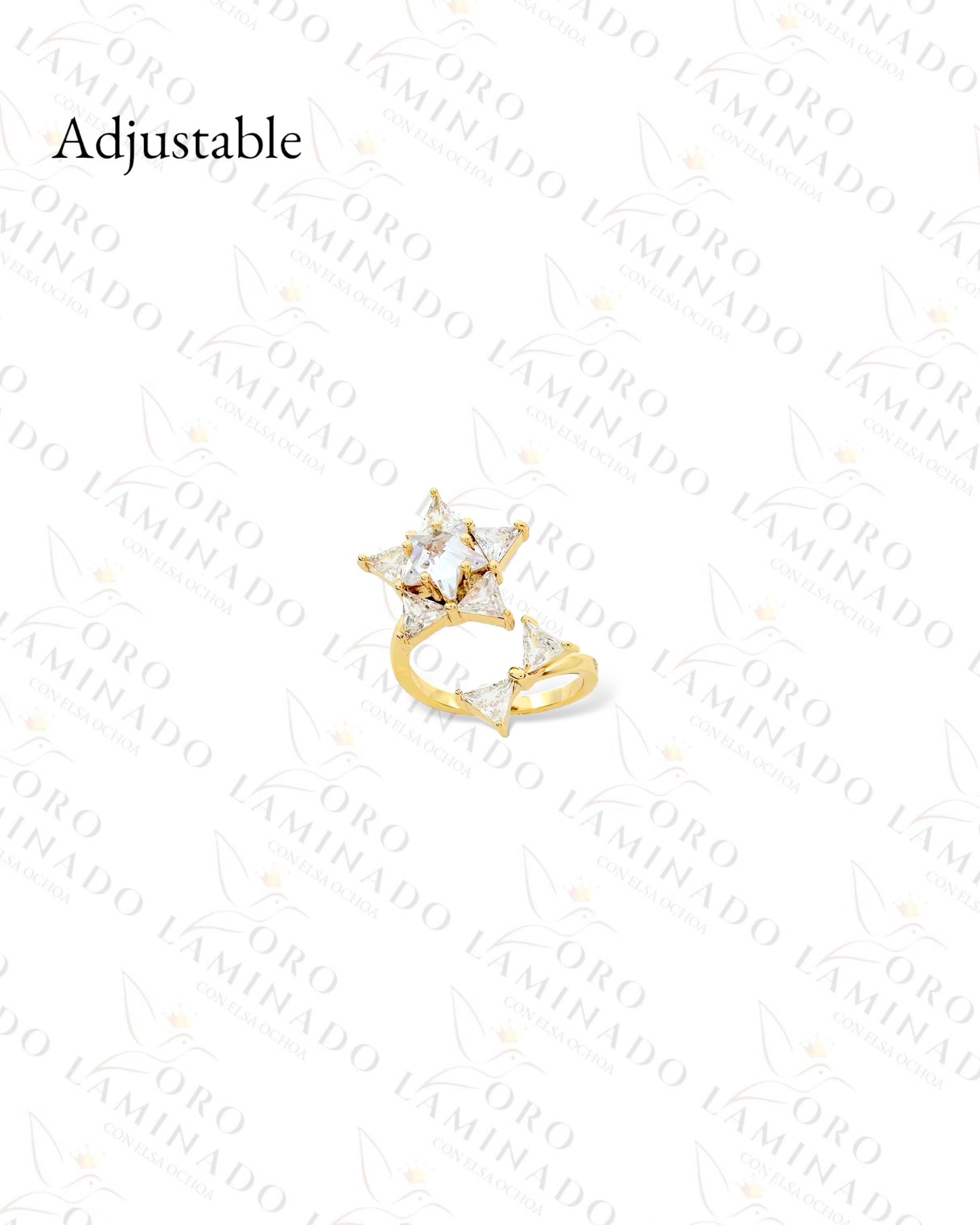 Adjustable Spinning Crystal Star Ring (Gold Filled) G56