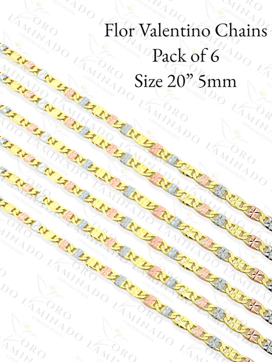 Three Tones Flor Valentino Chains Pack of 6 Size 20" 5mm R4