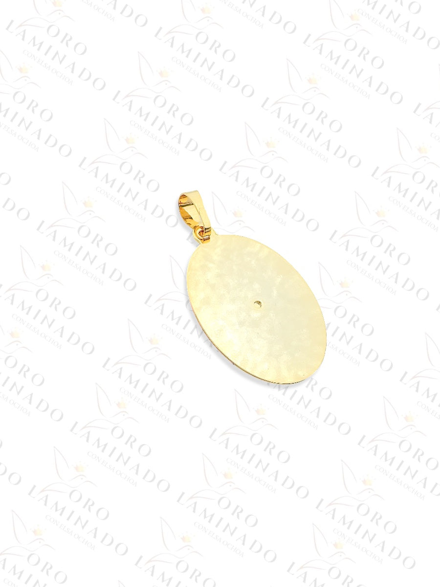 Gold Filled Three Tones Oval Saint Judas Pendant Y24