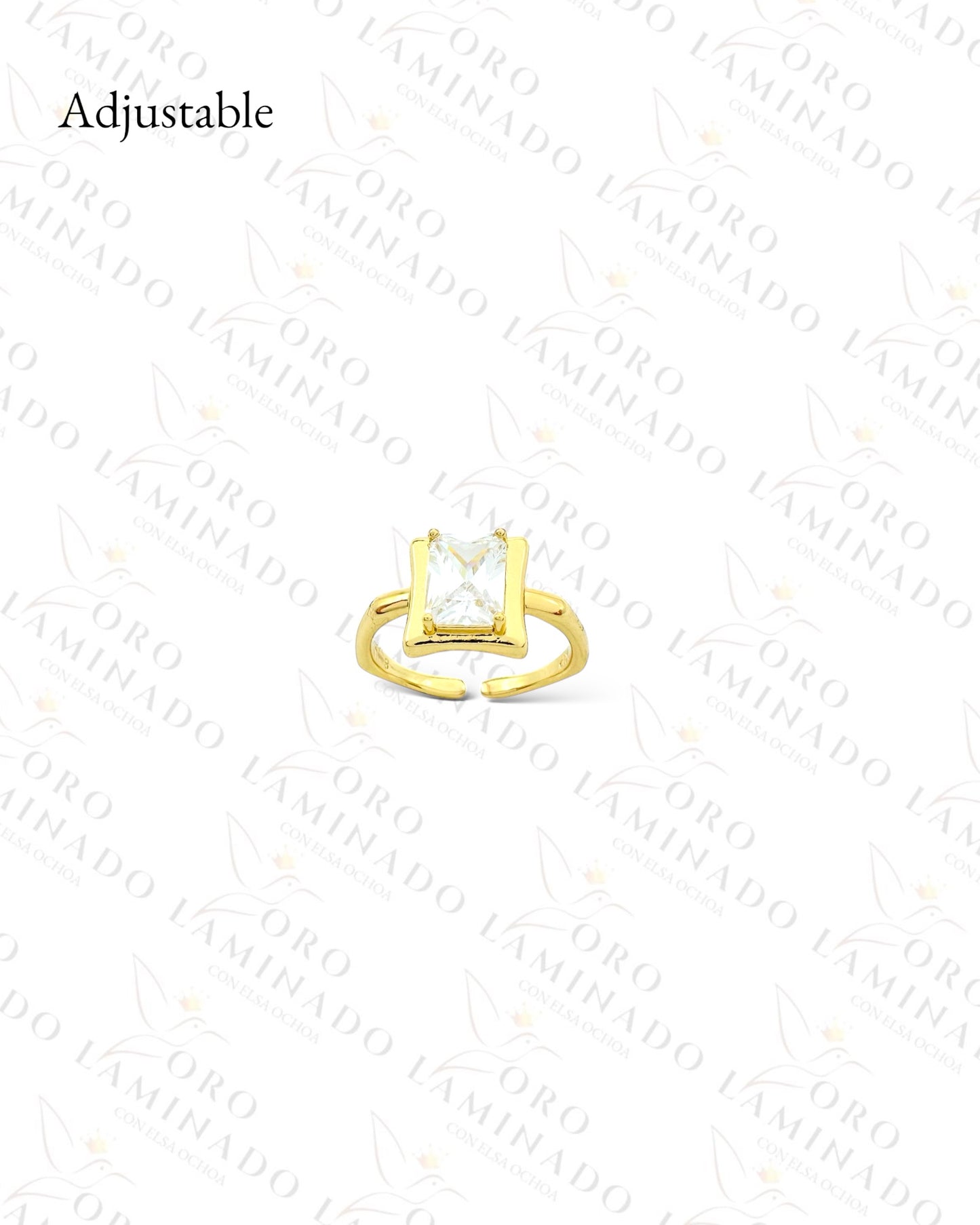 High Quality Adjustable Diamond Square Ring (Gold Filled) Y84