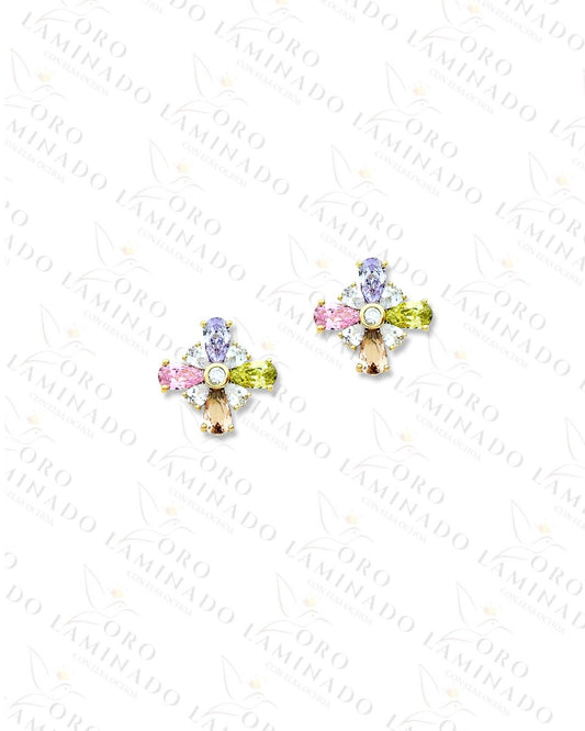 High Quality Multicolor Crystal Flower Earrings G418