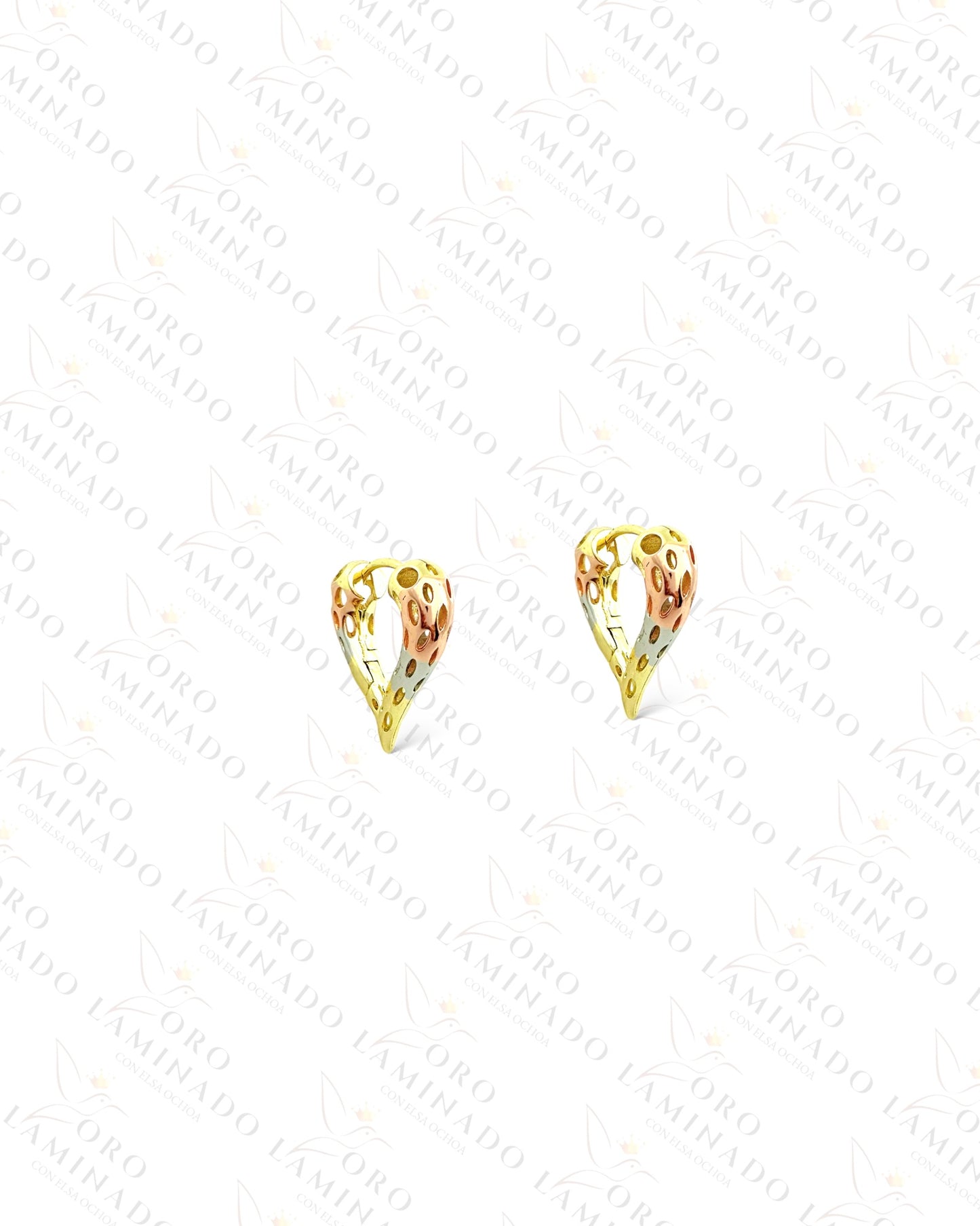 High Quality Three Tones Small Heart Hoop Earrings C415