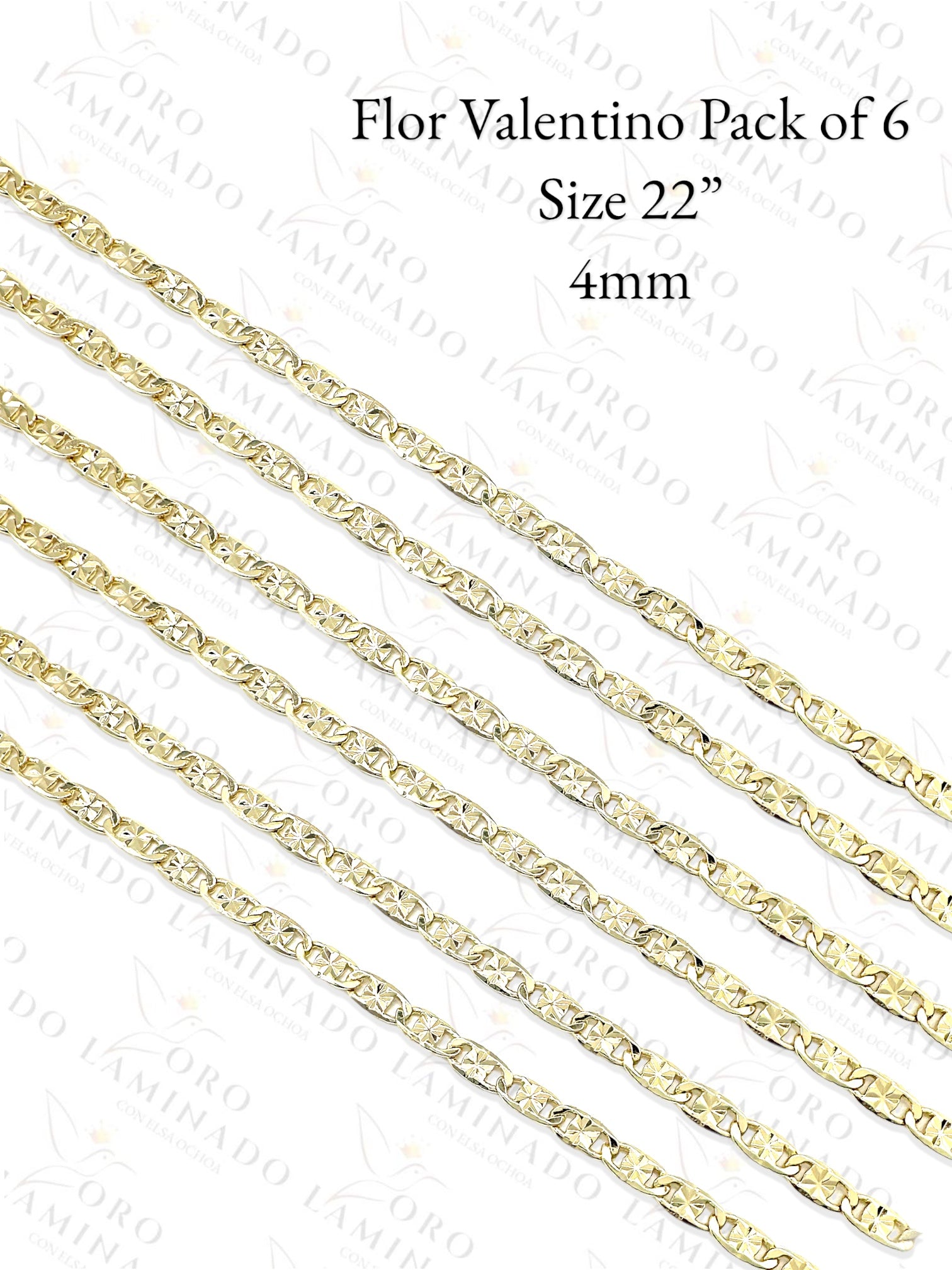 Gold Filled Flor Valentino Pack of 6 Chains 4mm B9 – Oro Laminado Elsa