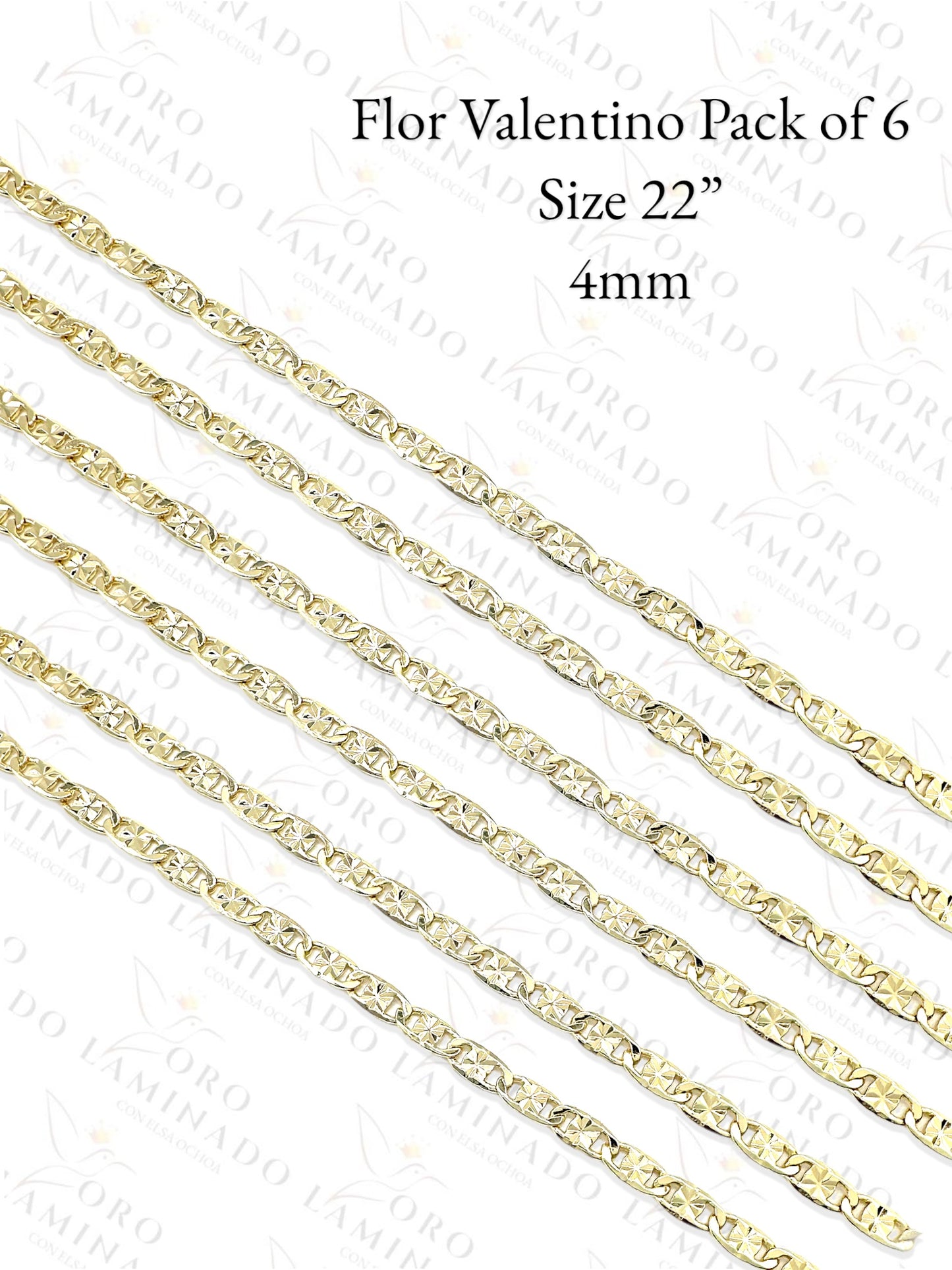 Gold Filled Flor Valentino Pack of 6 Chains Size 22" 4mm B9