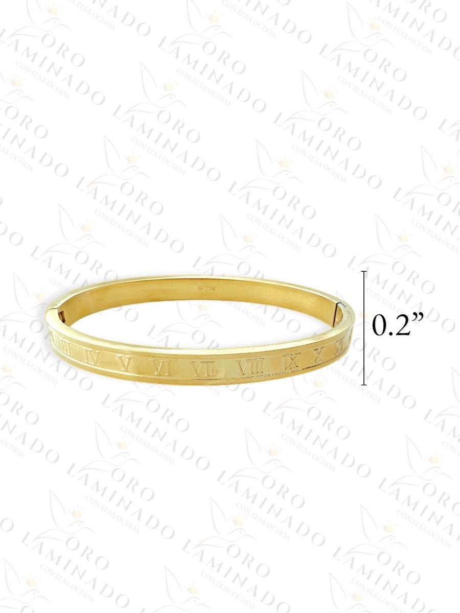 Stainless Steel Roman Numerals Bangle Bracelet R402