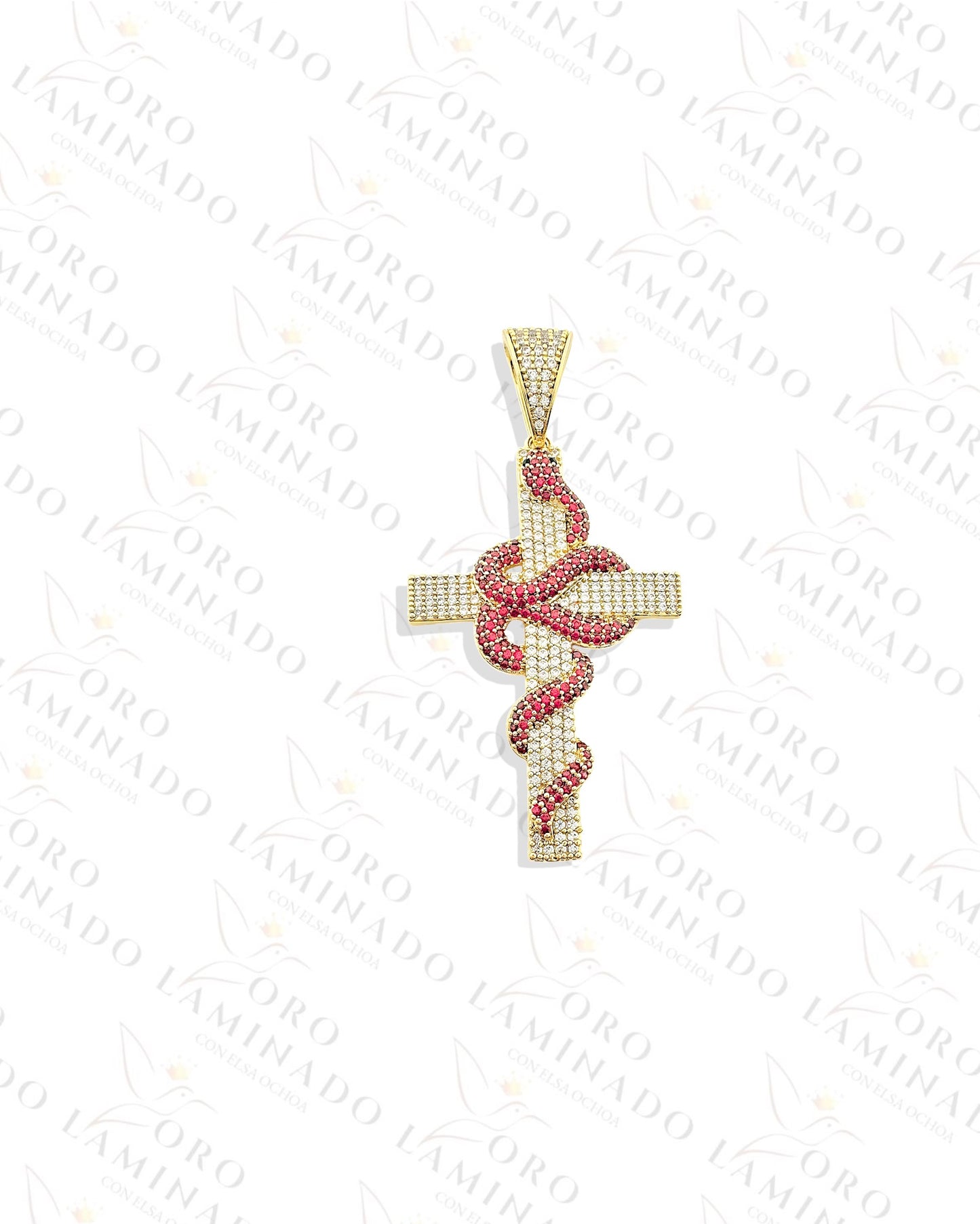 Gold Filled High Quality Cross with Snake Pendant G15