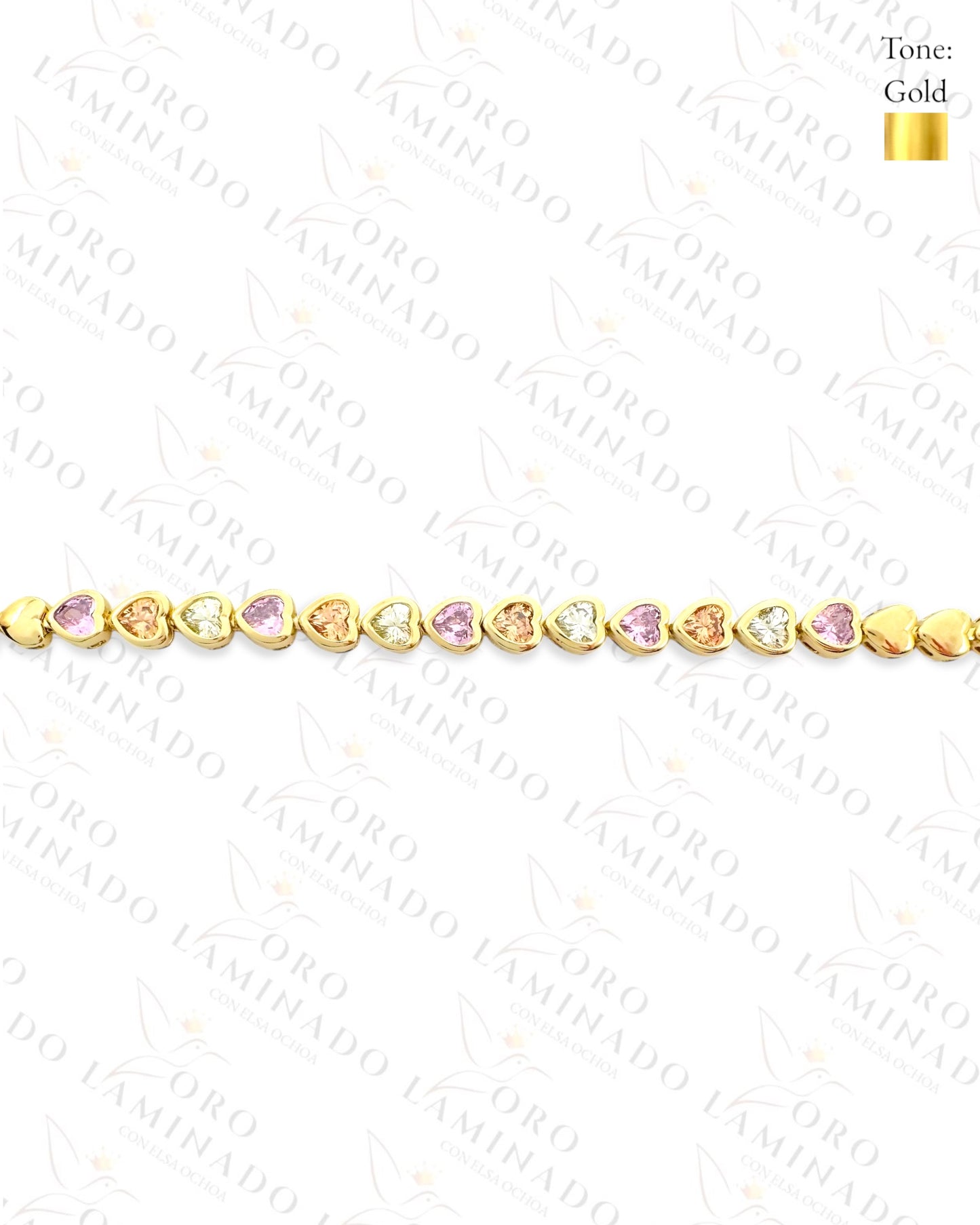 High Quality Multi-Color Mini Hearts Bracelet (Gold Filled) R459