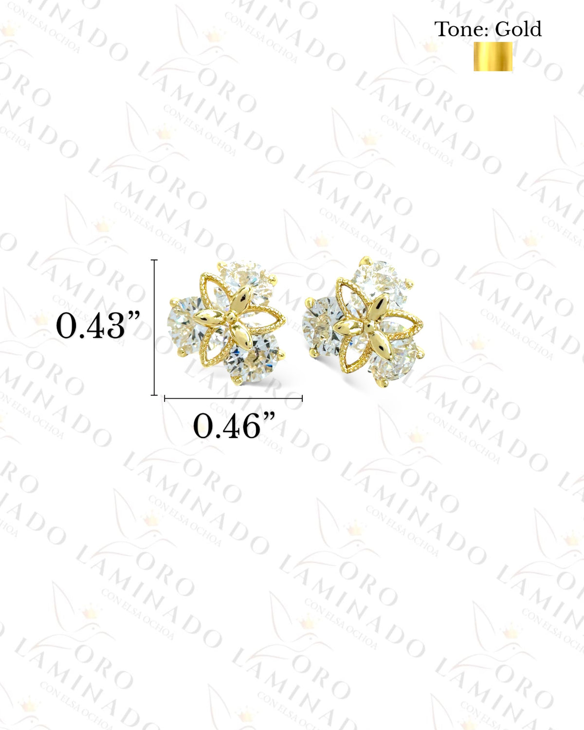 R458 High Quality Round Stone Earrings R458 – Oro Laminado Elsa