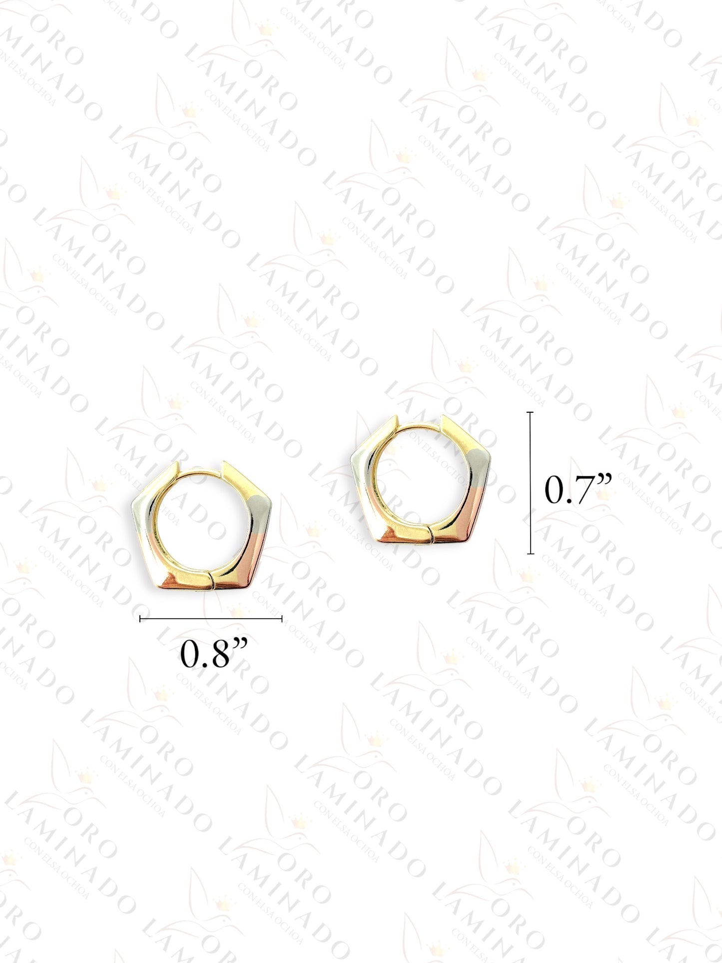 High Quality Pentagon Three Tones Hoop Earrings B325