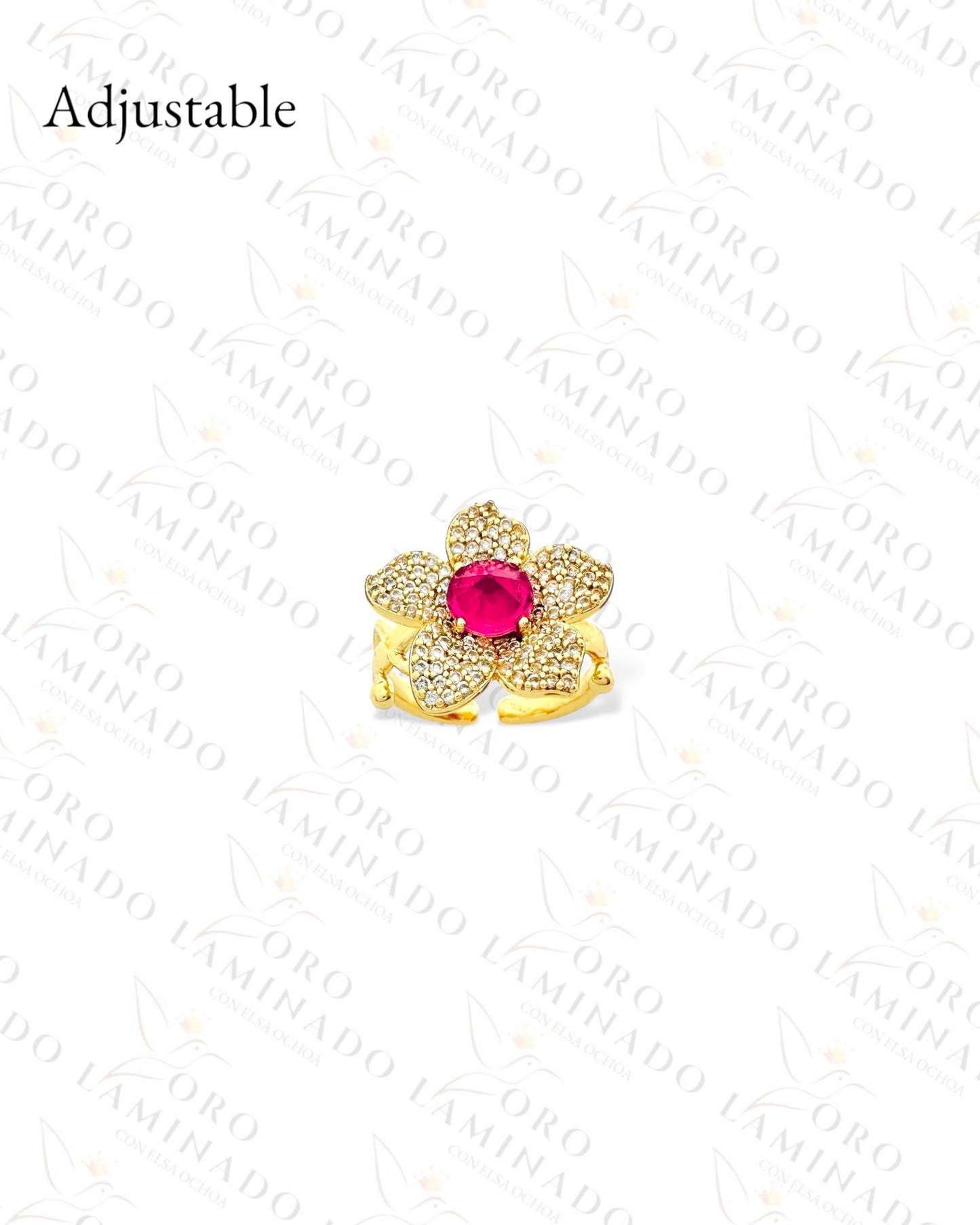 High Quality Adjustable Diamond Flower Ring (Gold Filled) Y470